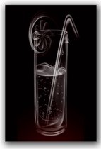Dibond - Keuken / Eten / Voeding - glas / cocktail in wit / zwart - 50 x 75 cm.