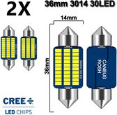 ( Set 2 Pièces ) C5W 36mm Wit Clair 6500K 12V LED CANbus Compatible avec ESP CHIP sans erreur - 3014 Cree 30-SMD - 6500 Kelvin -1100 Lumen - Instrument - Éclairage intérieur - RTH36W