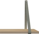 Leren Plankdragers - Handles and more® - 100% leer - SUEDE GREY set van 2 leren plank banden