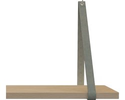 Leren Plankdragers - Handles and more® - 100% leer - SUEDE GREY set van 2 leren plank banden