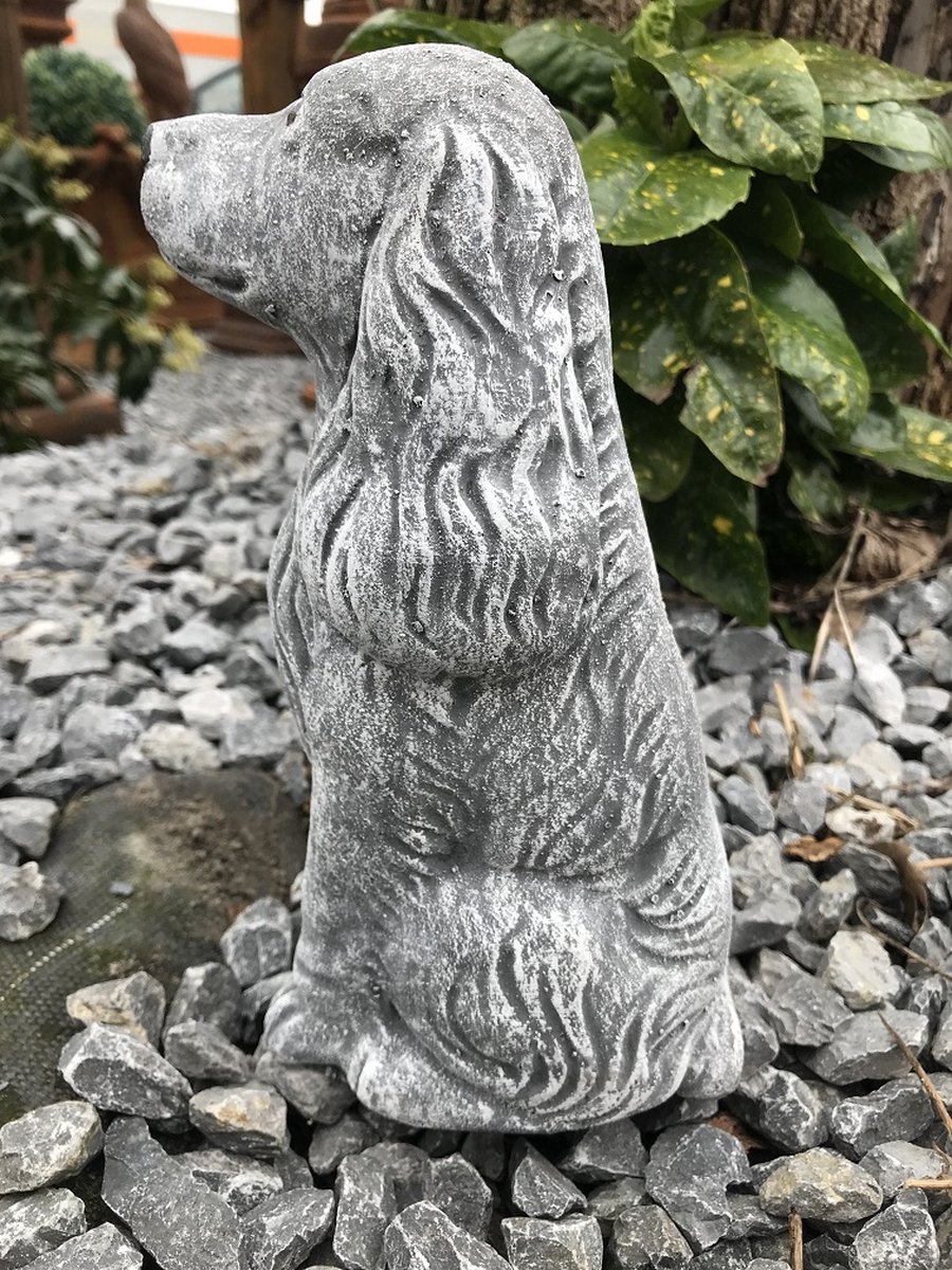 Figurine Décorative Cocker Spaniel - Pierre Artificielle Peinte Main 24cm