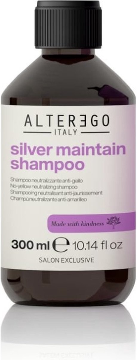 Alter Ego Silver Maintain Shampoo 300ml - Zilver shampoo vrouwen - Voor Geblondeerd haar/Gekleurd haar/Grijs haar/Krullend haar/Normaal haar/Pluizig haar - alterego