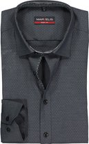 MARVELIS body fit overhemd - antraciet grijs gestipt structuur (contrast) - Strijkvriendelijk - Boordmaat: 43