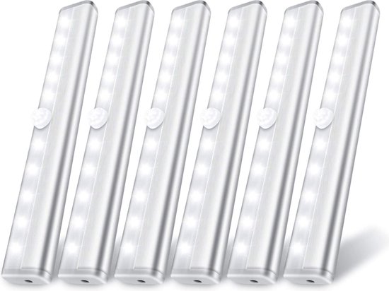 6 Stuks - Led verlichting met bewegingssensor - Kastverlichting - Op Batterijen- Trapverlichting - Keukenverlichting - 20CM - Sensorlicht