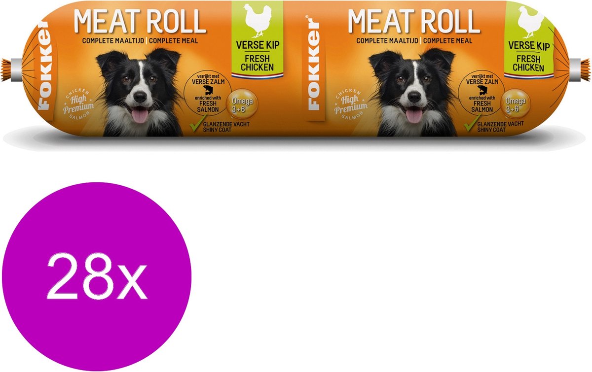 Fokker Meatroll - Hondenvoer - 28 x Kip Zalm 350 g