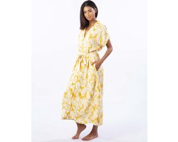 Summer Palm Shirt Dress - Gold