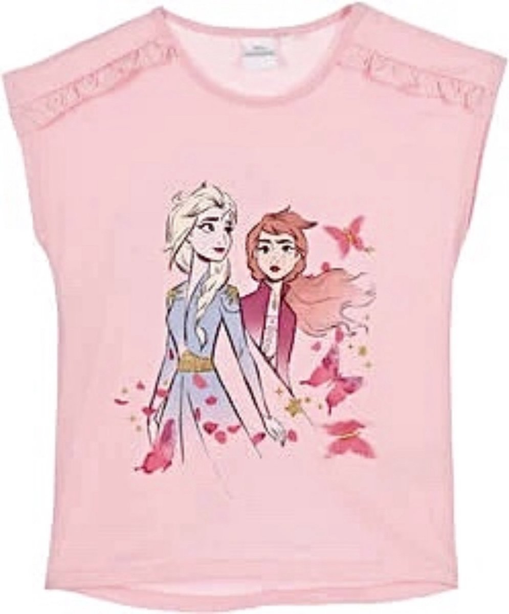 Disney Frozen Shirt- lichtroze - Maat 128 (8 jaar)