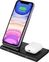 Hoidokly 2 in 1 Wireless Charger 10W Draadloze Oplader Qi Draadloos Oplaadstation Snel voor Samsung Galaxy Watch/Buds Live/S21 Ultra/S20/S10e/S9/Note 20, iPhone 12 Pro/SE2/11 Pro/XS/XR/X/8 Pl