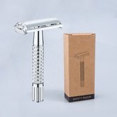 Safety Razor (Zilver) - Roestvrij Staal - Inclusief 10 Scheermesjes