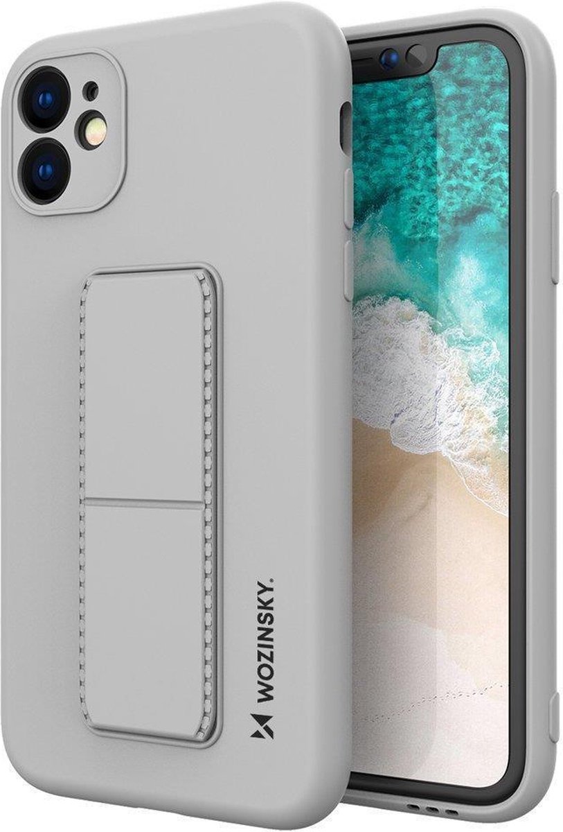 Kickstand Case flexibele siliconen hoes Geschikt voor Samsung Galaxy A52s 5G / A52 5G / A52 4G grijs