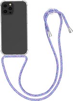 kwmobile telefoonhoesje compatibel met Apple iPhone 13 Pro Max - Hoesje met koord - Back cover in transparant / lavendel / paars / wit