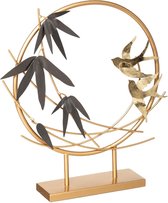 Decoratie Beeld Cirkel met Vogels H36 cm Goud