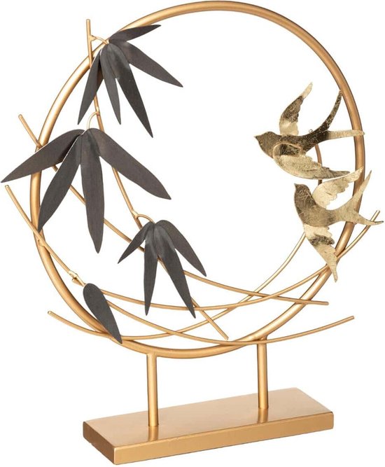 Eazy Living Décoration Statue Cercle avec Vogels 36 cm Goud