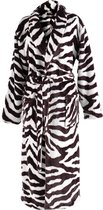 iSleep Badjas - Zebra Print - Zachte Fleece - Lang Model - Maat S - Bruin/Wit