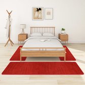 vidaXL Bedtapijten shaggy hoogpolig 3 st rood