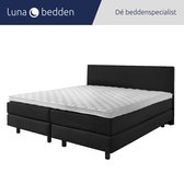 Luna Bedden - Boxspring Bella - 140x210 Compleet Zwart Glad Bed