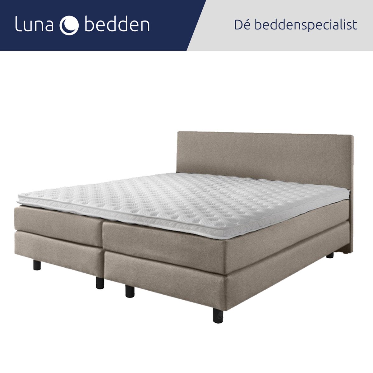 Luna Bedden - Boxspring Bella - 140x210 Compleet Beige Glad Bed
