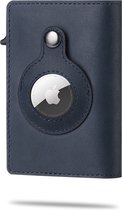 Hueves® Luxe Pasjeshouder - Airtag Wallet - Creditcardhouder - Kaarthouder - Aluminium - Leer - Unisex - RFID & NFC Beveiliging - Geschikt voor Apple AirTag - Blauw