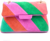 Suède leren handtas Rainbow echt leer made in Italy