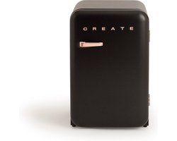 CREATE - Koelkast in retrostijl - Zwart - Handvat Roségoud - FRIDGE RETRO 107L