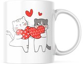 Valentijn Mok met tekst: Kat met hartjes vast | Valentijn cadeau | Valentijn decoratie | Grappige Cadeaus | Koffiemok | Koffiebeker | Theemok | Theebeker