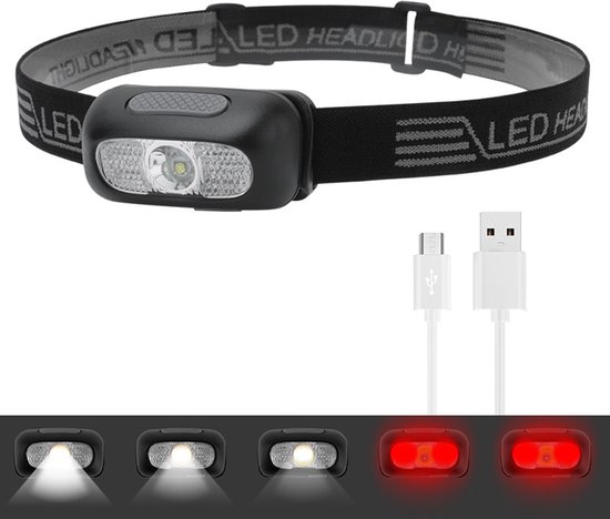 Led Hoofdlamp - Hardloop Verlichting - Hoofdzaklamp - USB Oplaadbaar – Waterdicht – Multifunctioneel - Cadeau
