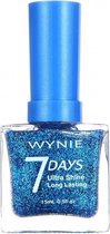 Wynie - Nagellak 7 Days Ultra Shine Long Lasting - Transparant met blauwe glitters - 1 flesje met 15 ml inhoud - Nummer 703