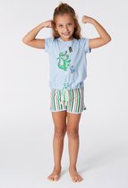 Woody pyjama meisjes - krokodil - blauw - 221-1-BST-S/816 - maat 152