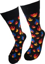 Verjaardag cadeau - Grappige sokken - Vuur sokken - Leuke sokken - Vrolijke sokken – Valentijn Cadeau - Luckyday Socks - Cadeau sokken - Socks waar je Happy van wordt – Maat 37-44