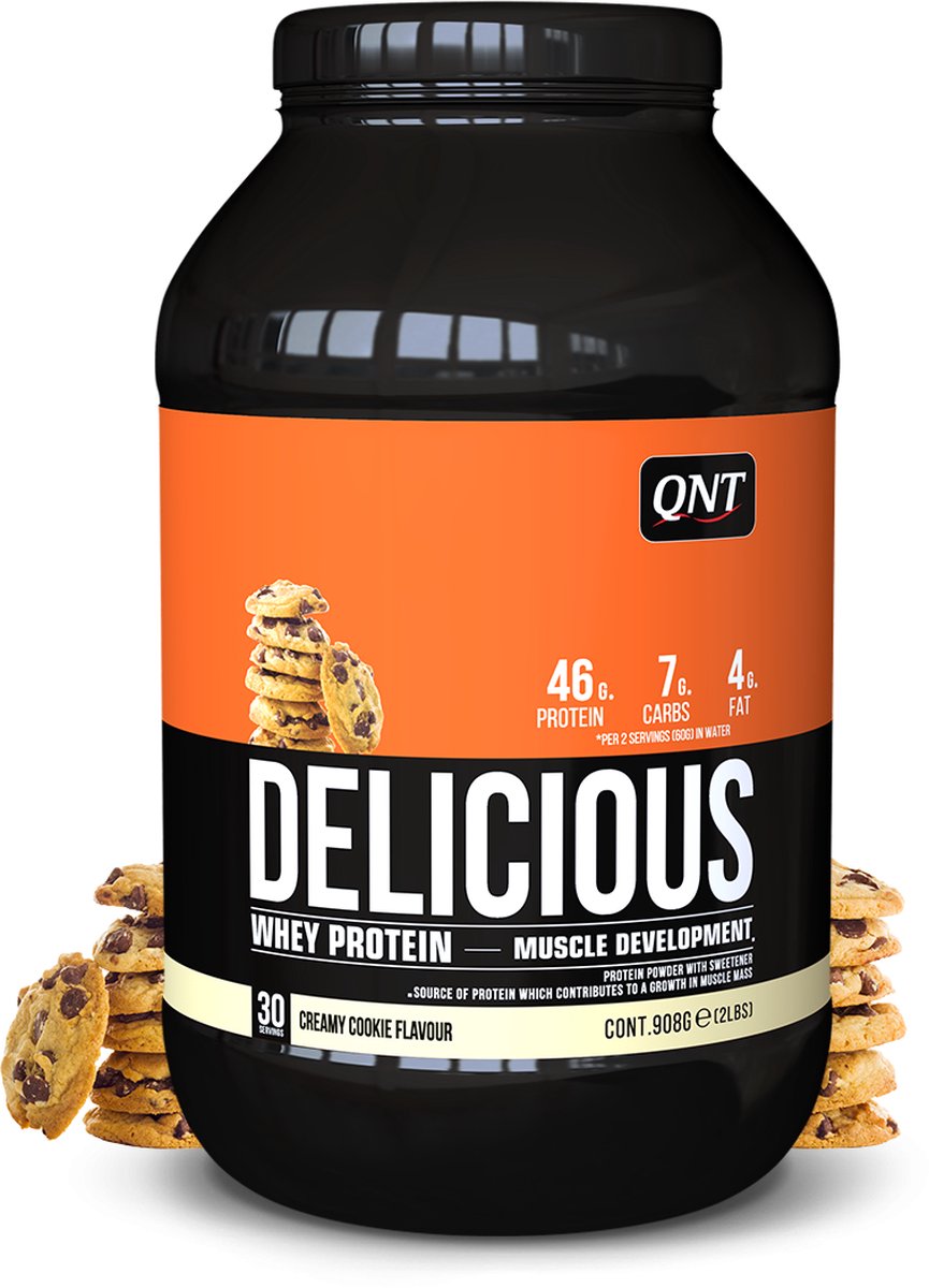 Goedkoopste QNT|Delicious Whey|Protein Eiwitpoeder|Eiwitshake |Creamy Cookie 908 gram