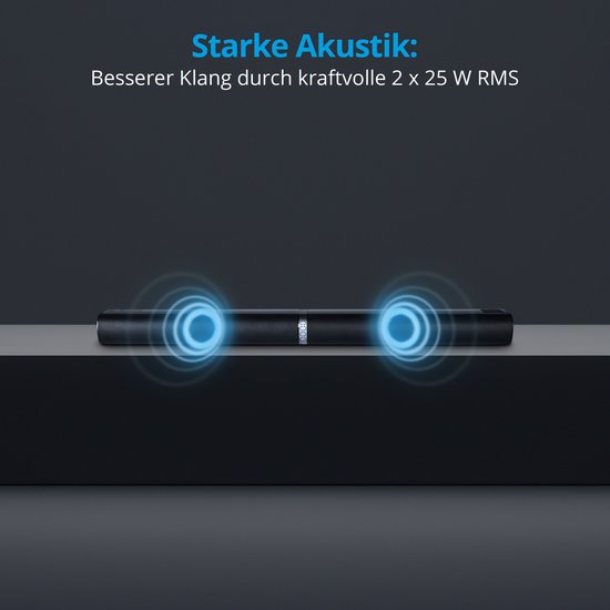MEDION P61155 2.0 soundbar met Bluetooth (incl. afstandsbediening, touchbediening, HDMI (ARC), AUX, optische ingang, 2 x 30 W RMS) wit
