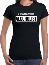Verkleed als alcoholist t-shirt zwart voor dames - Drank fun t-shirts S
