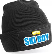 Apres ski muts ski boy zwart voor heren - Foute wintersport muts heren
