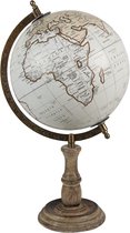 Clayre & Eef Globe 22x37 cm Marron Blanc Bois Fer Globe terrestre