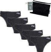 Cheeky Wipes Menstruatie ondergoed - Feeling Fancy + Wetbag - Set van 5 - Slip - Maat 36-38 - Zwart