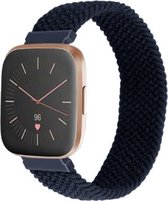 Bandje Voor Fitbit Versa Nylon Gevlochten Solo Band - Houtskool (Zwart) - Maat: XL - Horlogebandje, Armband