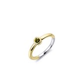 Gisser Jewels - Ring R373YG - geelgoud verguld zilver - groene steen in galdomzetting - maat 58
