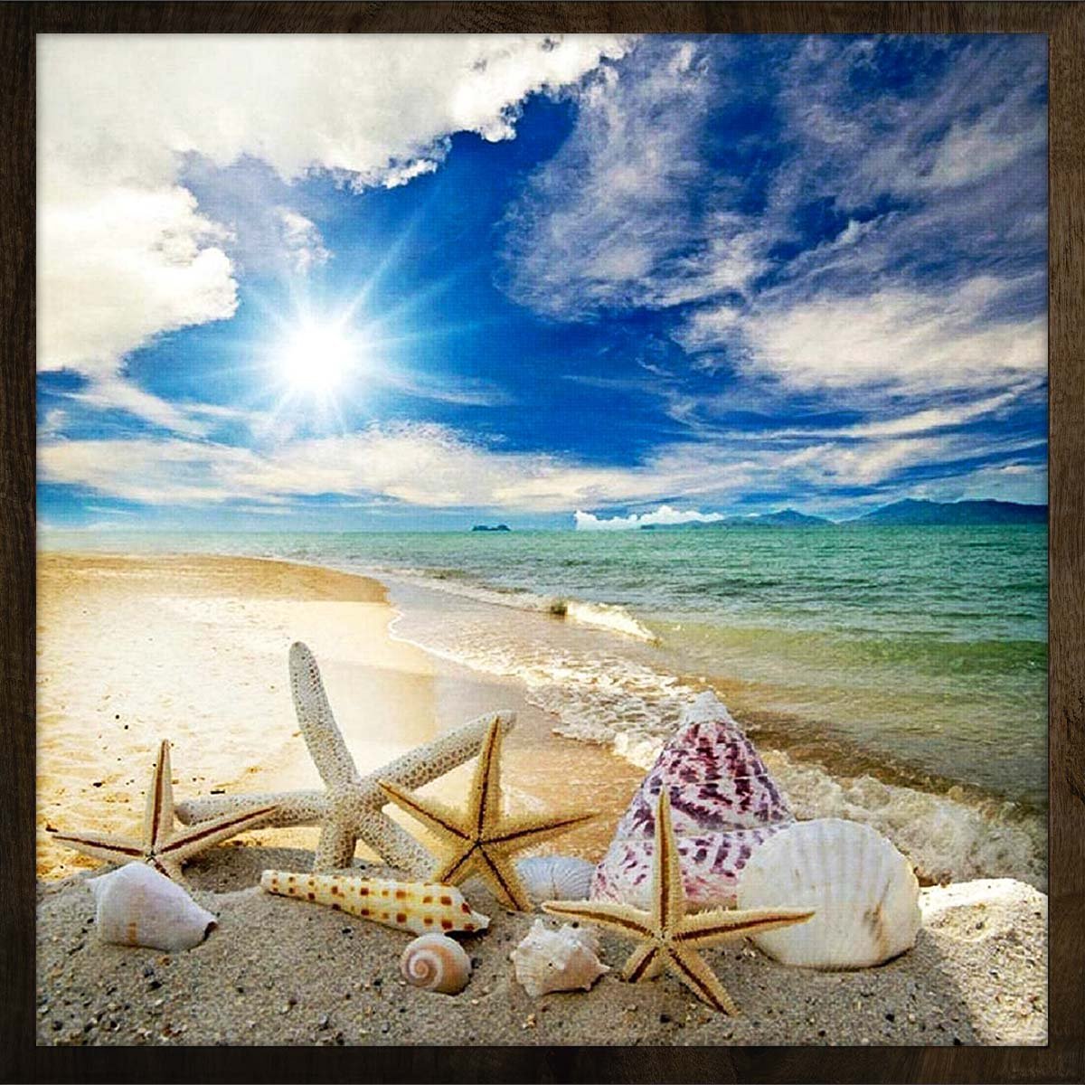 Eagle® Diamond Painting Volwassenen - Schelpen op Strand - 30x30cm - Ronde Steentjes