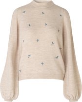 Beige trui met geborduurde bloemen Olav - Modstrom - Maat XS