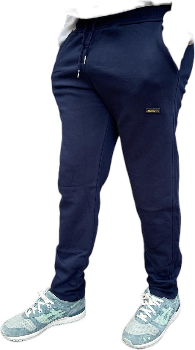 Embrator mannen Joggingbroek met rechte smalle pijpen donkerblauw maat M