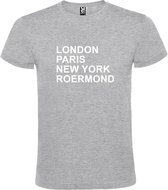 Grijs t-shirt met " London, Paris , New York, Roermond " print Wit size XXL