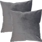 Velvet Kussenhoes grijs | Fluweel | 100% Polyester | 45 x 45 cm | Exclusief binnenkussen