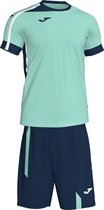 Joma Roma II Sporttenue Korte Mouw Kinderen - Lucid Green / Marine / Wit | Maat: 104-116