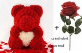 40 cm Rose Bear | Rozenbeer | Velvet Roos | Bloemenbeer | Teddybeer | Met GiftBox | Rood | Valentijndsdag | Cadeautip | Liefdesbeer | Valentijn | Liefde | Rozen Beer 40cm | Rozen T