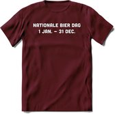 Nationale bier dag T-Shirt | Unisex Kleding | Dames - Heren Feest shirt | Drank | Grappig Verjaardag Cadeau tekst | - Burgundy - XXL