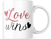 Valentijn Mok met tekst: Love wins | Valentijn cadeau | Valentijn decoratie | Grappige Cadeaus | Koffiemok | Koffiebeker | Theemok | Theebeker