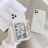 Apple iPhone 13 Pro Max Transparant Hoesje met Kaarthouder - Doorzichtige Shockproof Case met Pasjeshouder - TPU Hoes met Vakje voor Pasje - Card Case