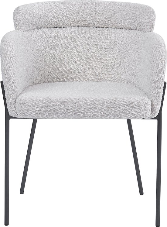 HTfurniture-Koyl Dining Chair-Cream-Coloured Boucle-With Armrests- black legs.
