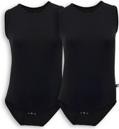 2-pack - bamboe body romper- incontinentie - zwart - zonder mouw - ondergoed - volwassenen - XL