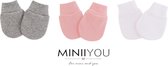 MINIIYOU - Per 3 paar | Baby krabwantjes meisjes roze | 0-2 maanden | anti krabwanten newborn